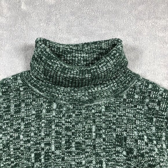 CiCiBrid Sweater Womens Size XL Green Knit Turtle Neck Pullover Heavy Cabincore - Picture 8 of 9
